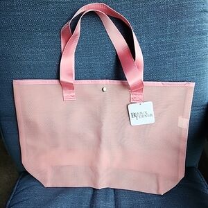 BIJOUX TERNER Pink Mesh Beach/Tote Bag 17 x 12 x 4.5 Inches Snap Closure NWT!